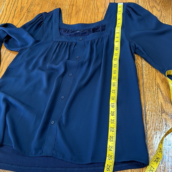 LOFT Outlet navy blue long sleeve blouse.  Ladies size small. - Picture 8 of 9